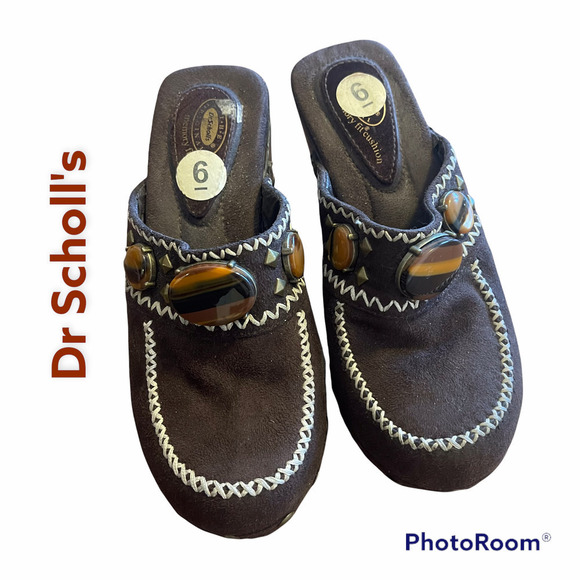 Dr. Scholls Y2K Mules Clogs Classic Chic Embellished Leather Women's Shoes Sz 6 - Picture 1 of 9